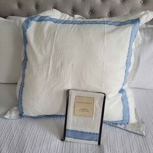 Laura Ashley White Pillow with Blue Trim